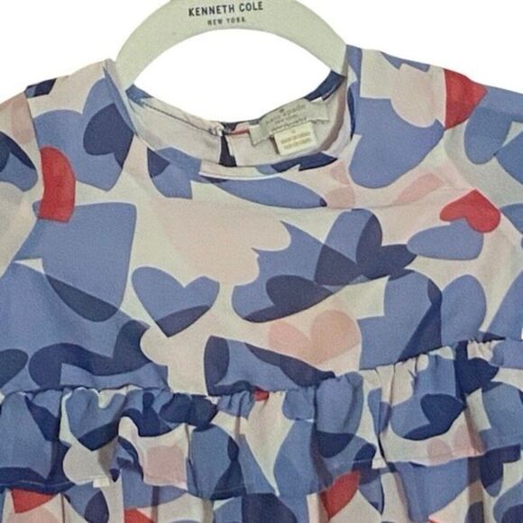 Kate Spade New York Girls Heart Print Dress Size 6 Multicolor Ruffle Sleeve Dres - Picture 3 of 6